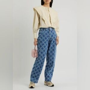 Damson Madder Embroidered Straight-Leg Cargo Jeans EU Size 8/ US Size 4